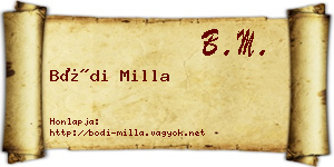 Bódi Milla névjegykártya