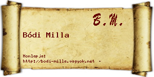 Bódi Milla névjegykártya